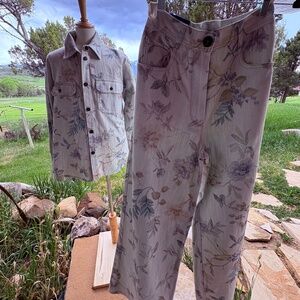 Forte Forte Shirt & Pants Lightweight Denim Set Floral Dye